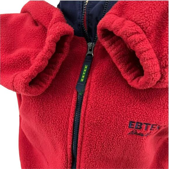 Vintage 90s Eddie Bauer EbTek Mens Large Spell Out Full Zip Fleece Jacket Red - Picture 7 of 13